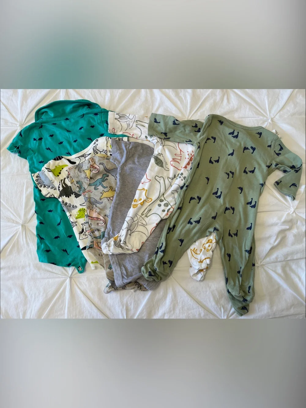 Carter's Dino Mix One-Piece Pajama Set in Teal, Olive, Gray, White